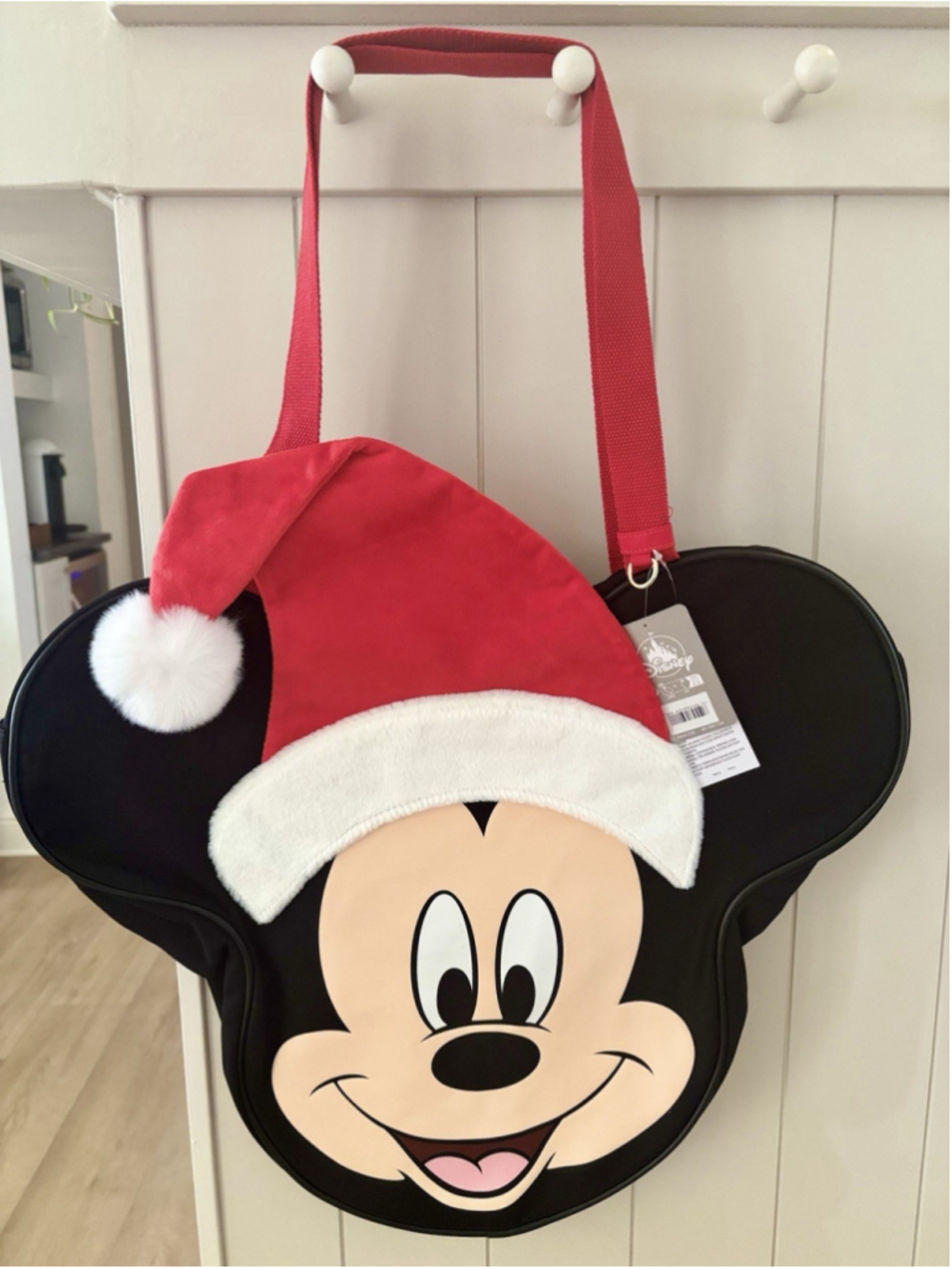 Disney Mickey Mouse Santa Christmas Big Face Shaped Canvas Tote Bag Purse NWT
